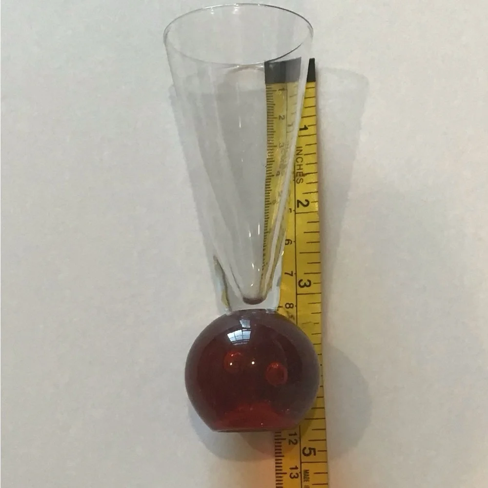 Vintage Ruby Red Ball Cordial Liquer Shot Glass 4 1/2”